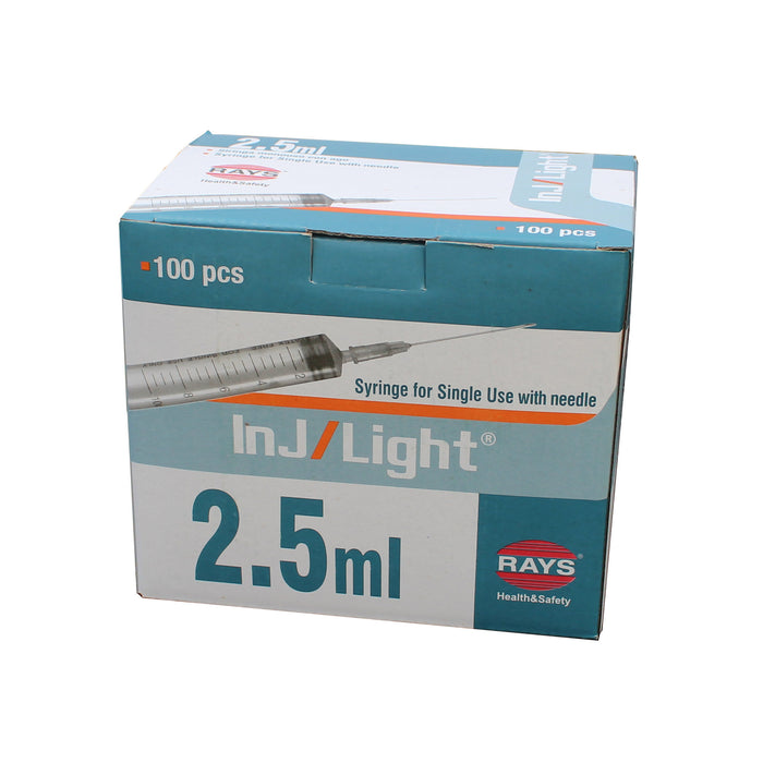 Rays InJ/Light 2.5ml Syringe With 22G Hypodermic Needle