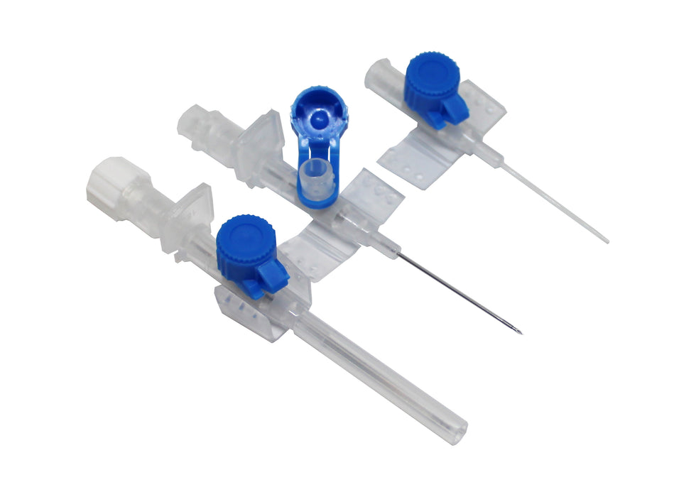 IV cannula 22g 25mm length winged. blue