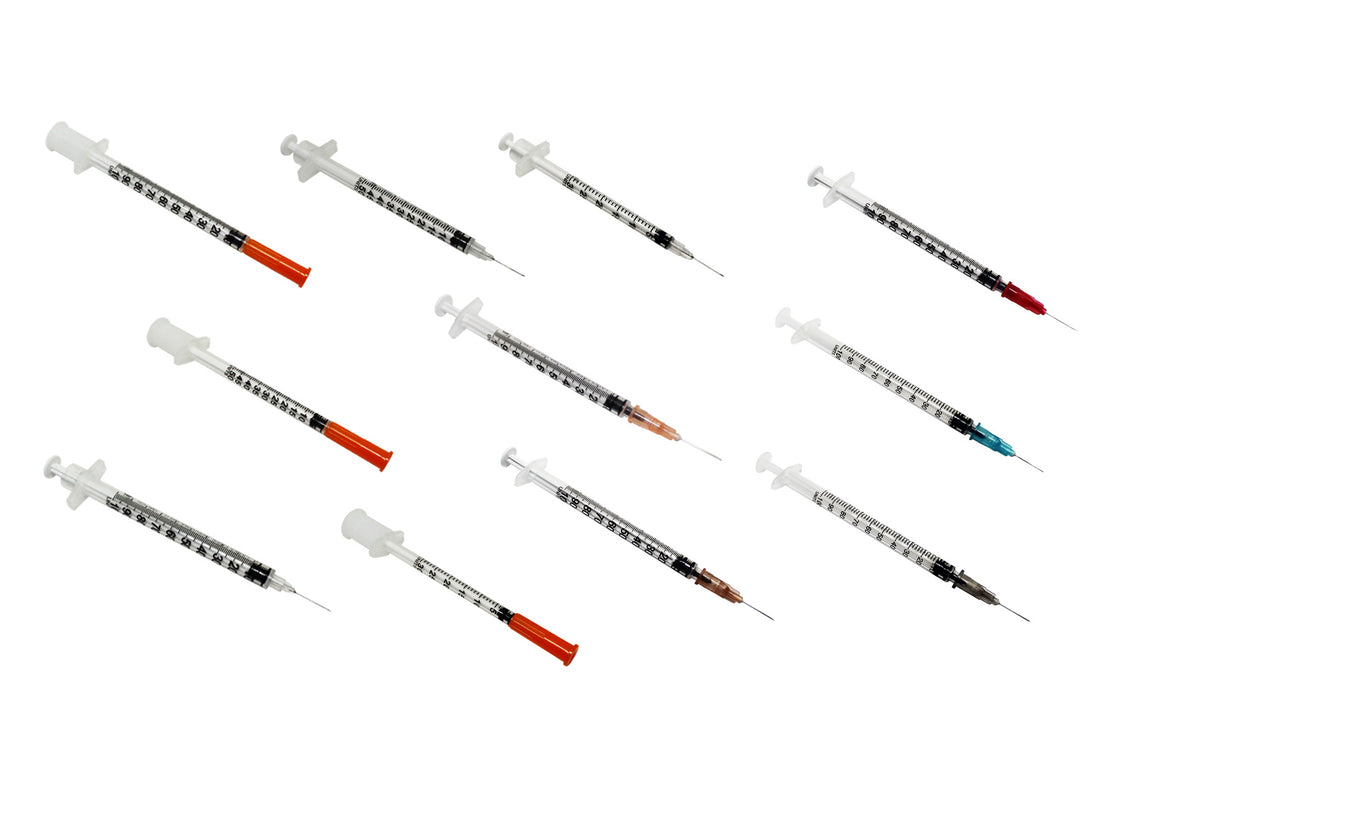 insulin syringe sterile U100 1ml 0.5ml 0.3ml with hypodermic needle 25g 26g 27g 28g 29g 30g orange cap
