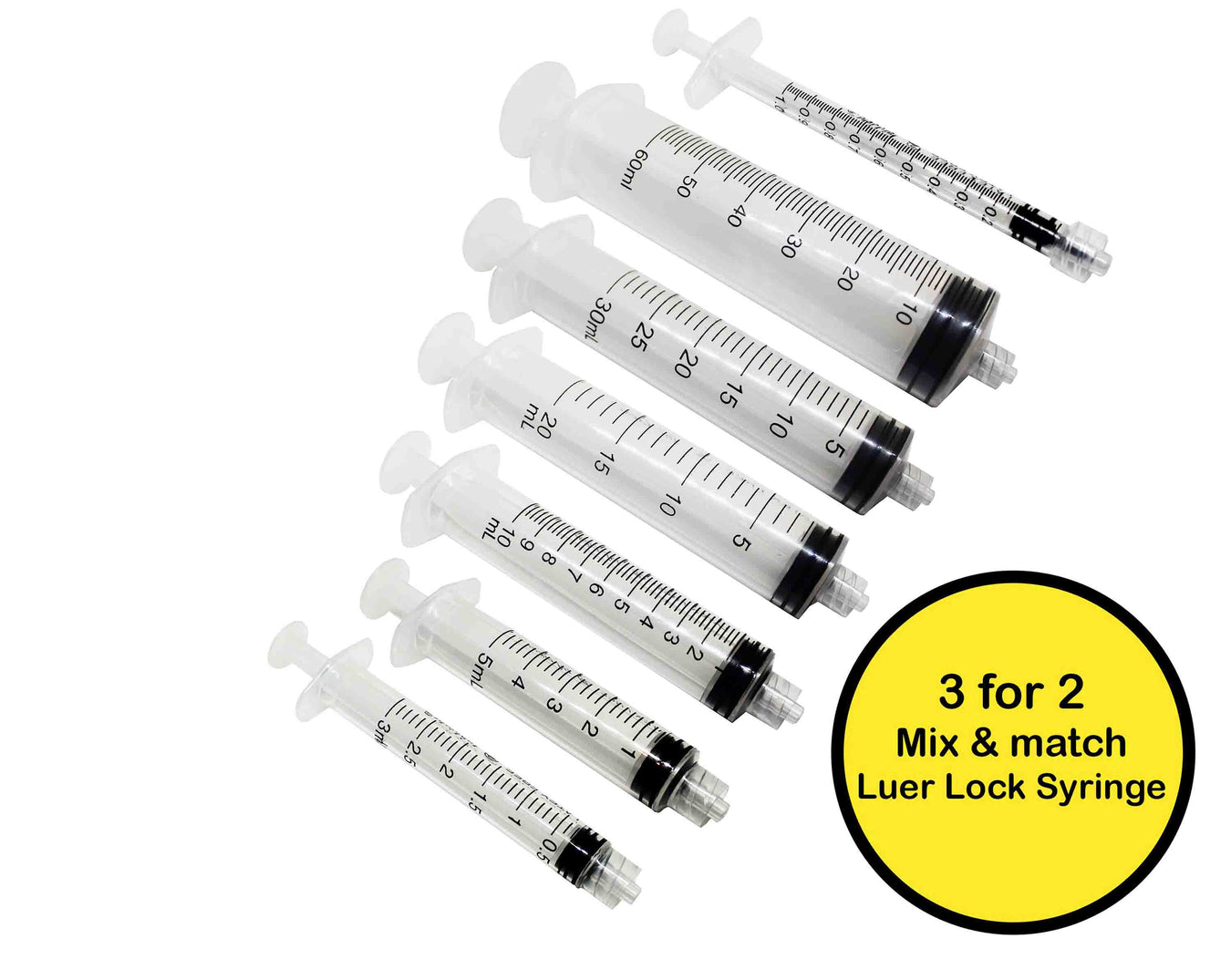 luer lock syringes 1ml 3ml 5ml 10ml 20ml 30ml 60ml sterile 3 part syringe latex free.