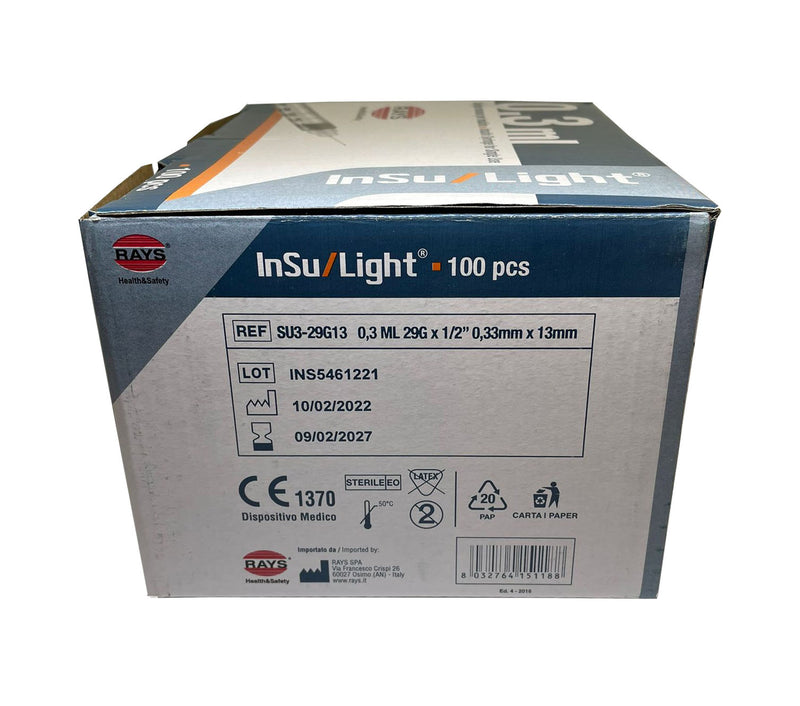 0.3ml 29g 1/2 inch hypodermic needle 13mm insulin syringe