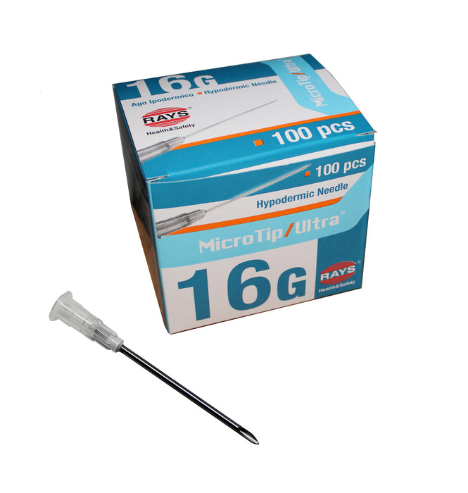 10ml luer lock syringe with 16g hypodermic needle box of 100