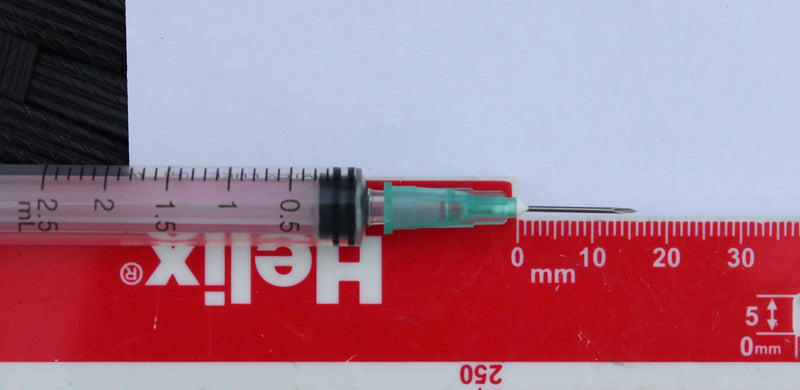 2.5ml Syringe With 21G Hypodermic Needle 16mm 5/8"