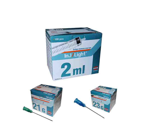 2ml syringe with hypodermic needles 21g and 23g