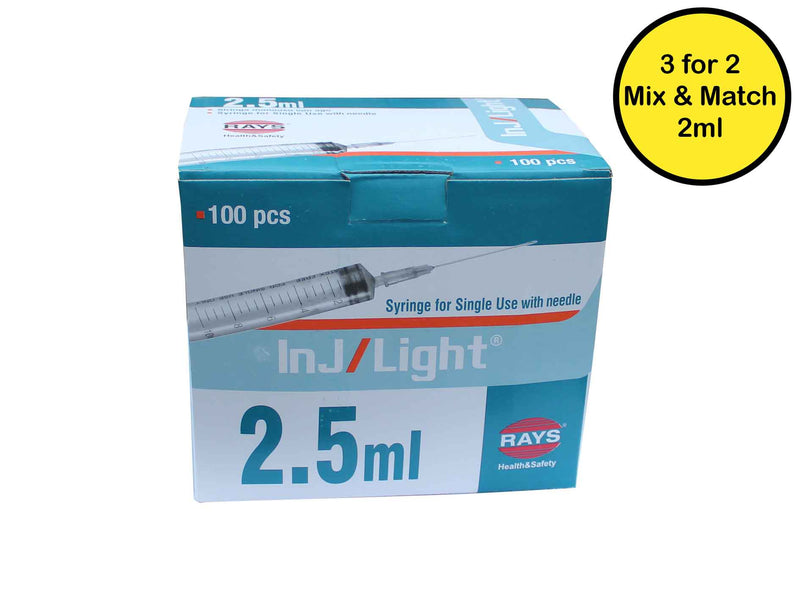 2.5ml Syringe With 21G Hypodermic Needle 16mm 5/8"
