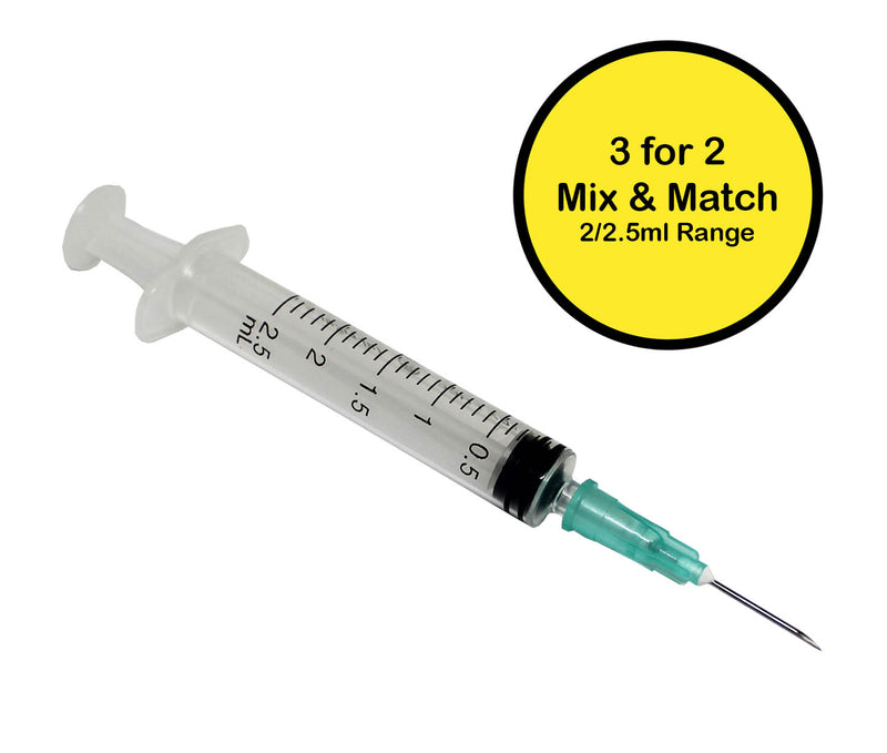 2.5ml Syringe With 21G Hypodermic Needle 16mm 5/8"