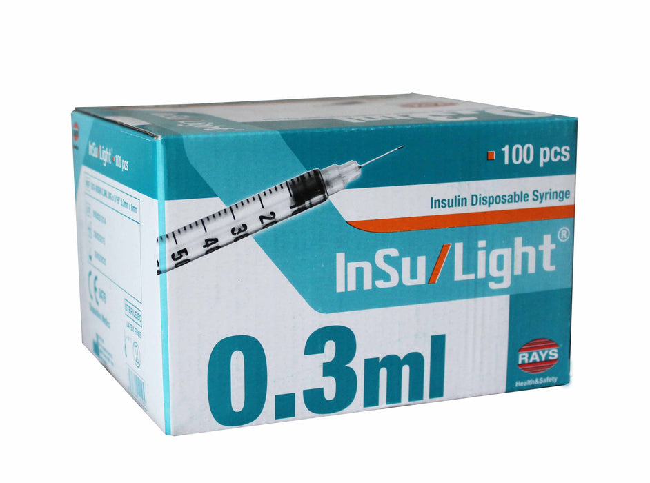0.3ml insulin syringe & needle box of 100 UK sale