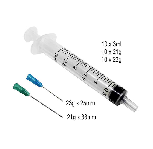 syringe cycle pack 3ml 21g 23g hypodermic needle