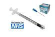 1ml luer lock syringe with 23g 30mm hypodermic needle for injection