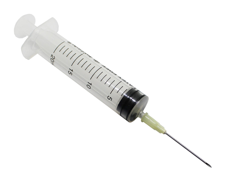 Rays InJ/Light 20ml syringe eccentric tip with 19g hypodermic needle box of 50
