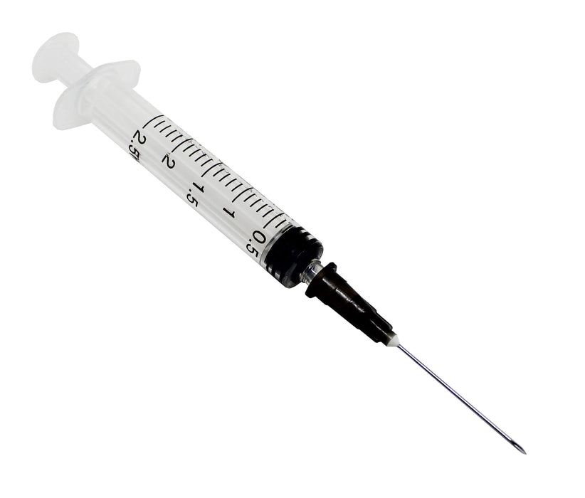 2ml/2.5ml sterile latex free syringe with 22g hypodermic needle