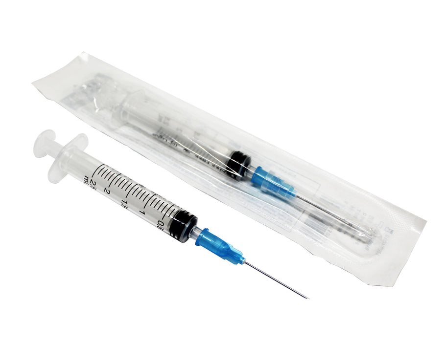 sterile disposable syringe and needle