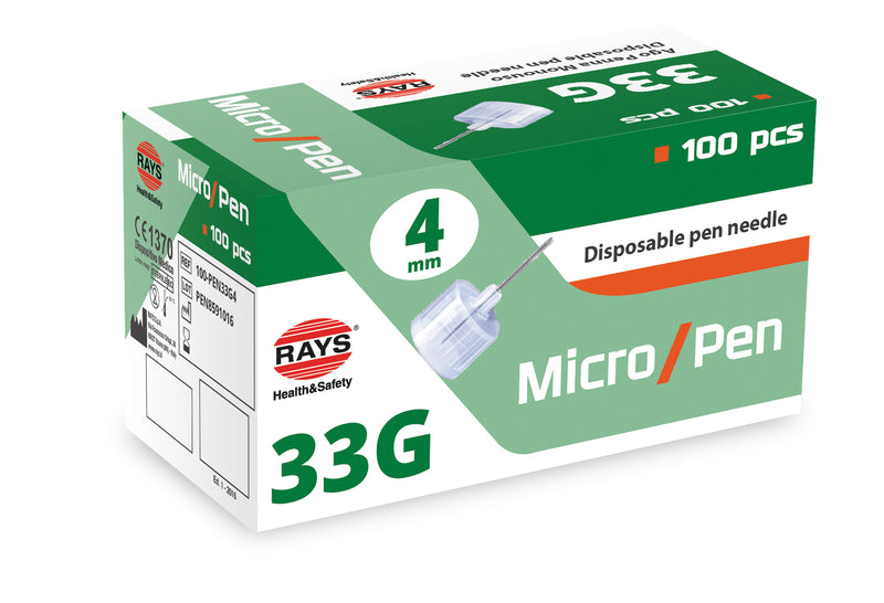 Rays Micro Pen 33g x 4mm insulin pen needle