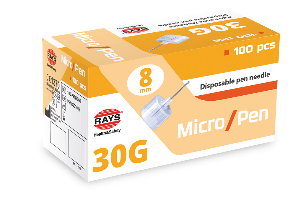 Rays insulin pen needle 30g x 8mm micropen box of 100 UK