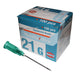 21G hypodermic needle green