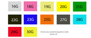 universal hypodermic needle colour guide. 