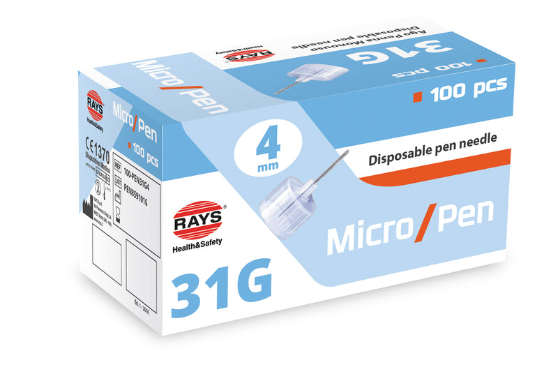 31g 4mm insulin pen needle rays
