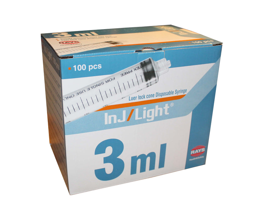 3ml luer lock syringes box of 100