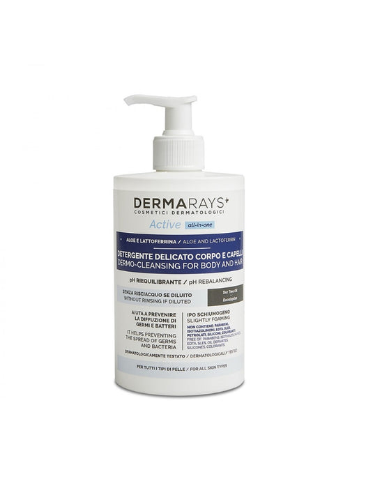 DermaRays Active Cleanser for Body and Hair Aloe Vera Tea Tree Eucalyptus 500ml